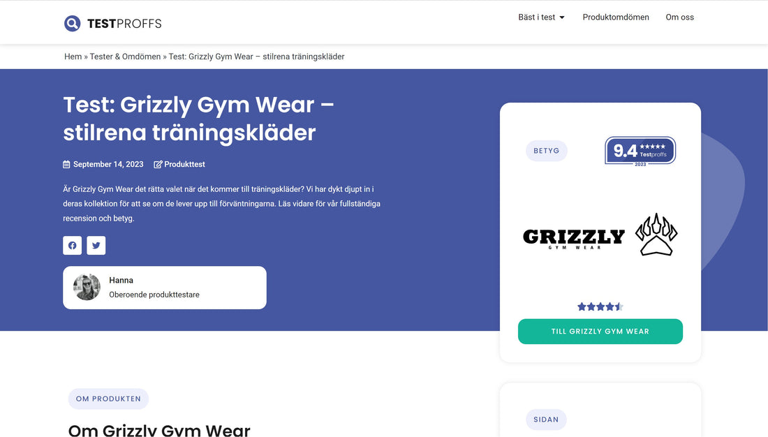Recension Testproffs.se - Grizzly Gym Wear - Träningskläder